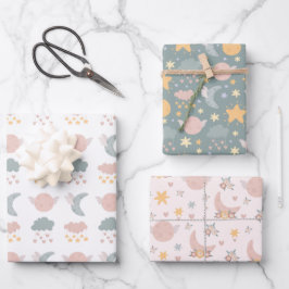 Maan Wolken Sterren Inpakpapier, Hemels Inpakpapie Inpakpapier Vel