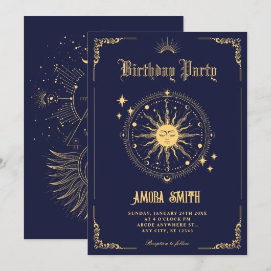  Maan Zon boho kunstsymbool verjaardag Kaart (Voorkant / Achterkant)