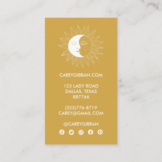 Maan & Zon Chique Elegante Lijn Tekening Custom Go Klantenkaartje (Achterkant)