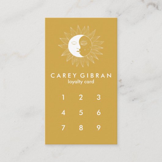 Maan & Zon Chique Elegante Lijn Tekening Custom Go Klantenkaartje (Voorkant)