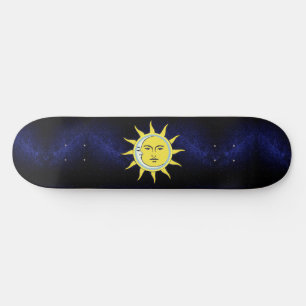 Maan & Zon Conjunctie op Navy Blauwe Galaxy Skateb Persoonlijk Skateboard