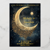 maan, zon en sterren hemelse bruiloft folie uitnodiging (Voorkant)