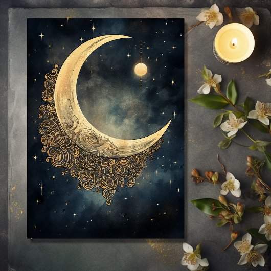  maan, zon en sterren hemelse bruiloft kaart