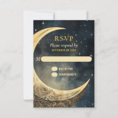  maan, zon en sterren hemelse bruiloft RSVP kaartje (Voorkant)