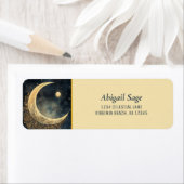  maan, zon, sterren hemelruimte adres etiket (Insitu)