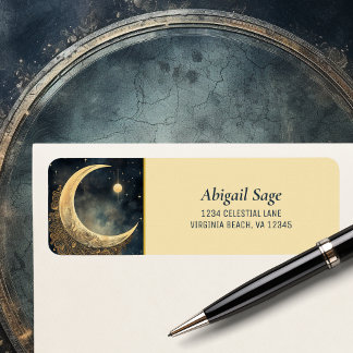  maan, zon, sterren hemelruimte adres etiket