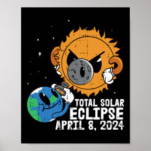 Maan Zon Totaal Zonsverduistering April 8 2024 Tot Poster