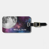 Maan Zonnestelsel Ruimteplaneet Maan Paarse Bagagelabel (Voorkant horizontaal)
