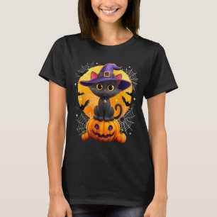 Maan Zwart Kat Heks Pompoen Halloween Kostuums T-shirt