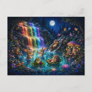 Maanbes Hollow Regenboog Waterval Zwembad Feest Po Briefkaart