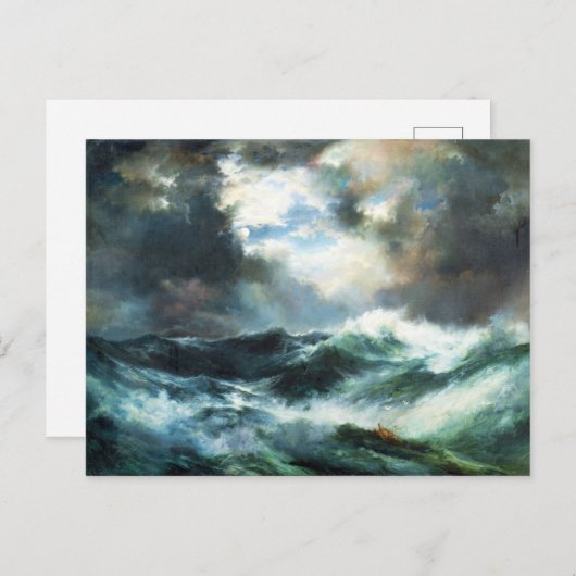 Maanbeschenen Schipbreuk op zee Briefkaart (Voorkant / Achterkant)