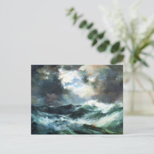 Maanbeschenen Schipbreuk op zee Briefkaart (Staand voorkant)