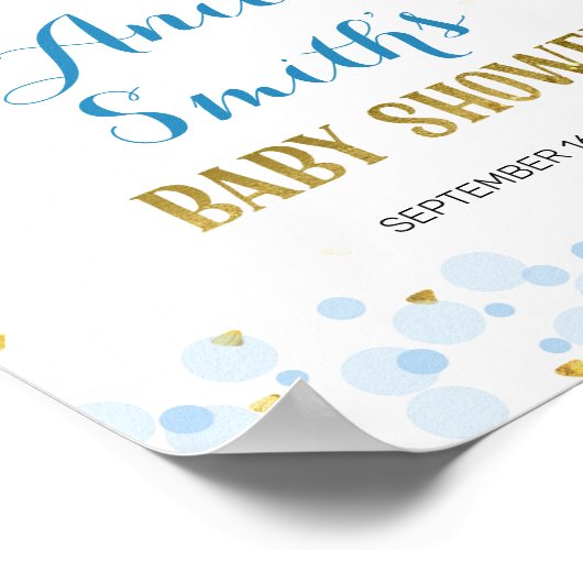 maanblauw baby shower - welkomstteken poster (Hoek)