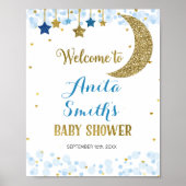 maanblauw baby shower - welkomstteken poster (Voorkant)