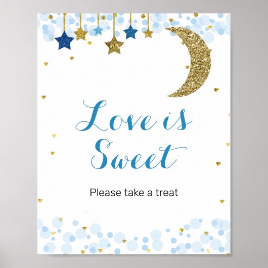 maanblauwe Waterverf Love is Sweet Sign Poster (Voorkant)