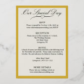 Maanbloem Off White, Brede Goudrand Folie Uitnodiging (Achterkant)