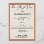 Maanbloem Off White, brede roosgoud band Folie Uitnodiging (Achterkant)