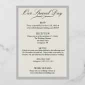 Maanbloem van wit, breed zilver folie uitnodiging (Achterkant)