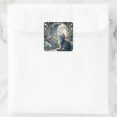 Maanbloesem Art Nouveau Kitten Vierkante Sticker (Tas)
