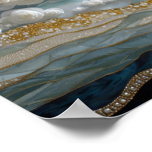 Maanbloesems: Gestructureerde Elegantie Poster (Hoek)