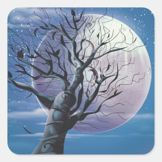 Maanboom Vierkante Sticker (Voorkant)