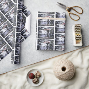 Maanbrug & vijver in de winter   Seattle, Washingt Cadeaupapier