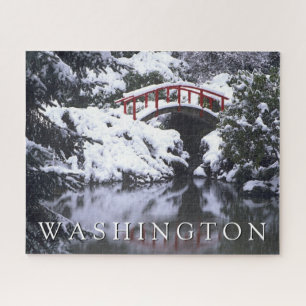 Maanbrug & vijver in de winter   Seattle, Washingt Legpuzzel