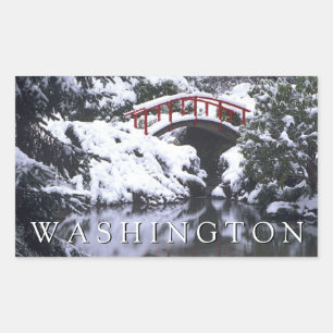 Maanbrug & vijver in de winter Seattle, Washingt Rechthoekige Sticker