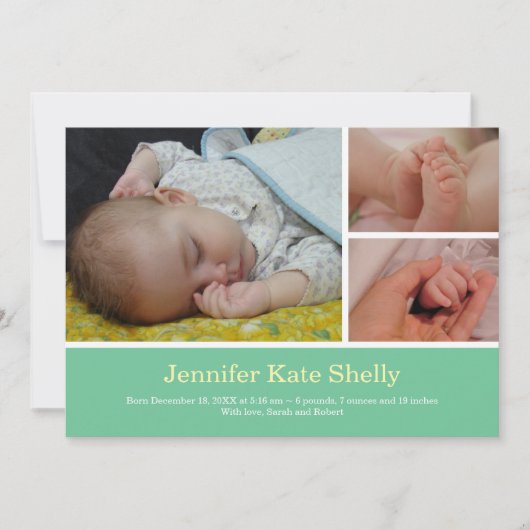 Maand 3 foto zoete munt - geboorteaankondiging bab aankondiging (Voorkant)