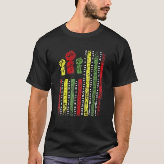 Maand Afrikaanse Ameri met jonge geschenken en zwa T-shirt (Voorkant)