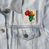 Maand Afrikaanse kaart zwarte geschiedenis Vierkante Button 5,1 Cm (In situ)