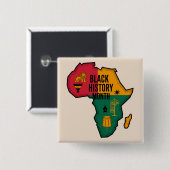 Maand Afrikaanse kaart zwarte geschiedenis Vierkante Button 5,1 Cm (Voorkant /achterkant)