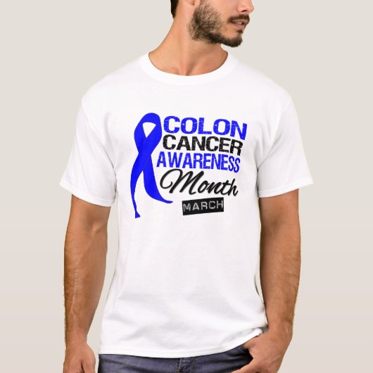 maand blauwe lint-Colon Cancer Awareness T-shirt (Voorkant)