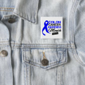 maand blauwe lint-Colon Cancer Awareness Vierkante Button 5,1 Cm (In situ)