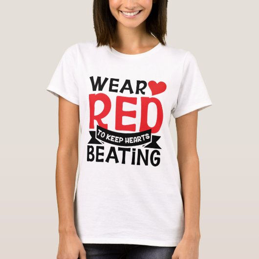 Maand hartgezondheid, Draag rood, hartziekte T-shirt (Voorkant)