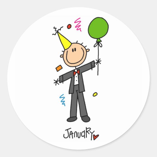 maand januari ronde sticker (Voorkant)