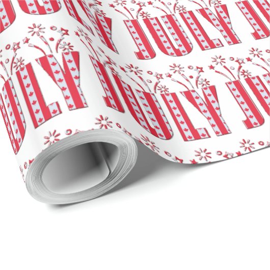 Maand Juli Canadese Maple Leaf Canada Dag Cadeaupapier (Rol Hoek)