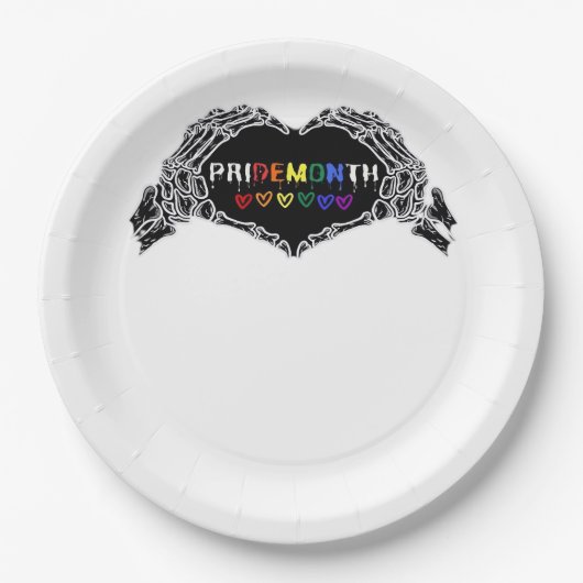 Maand Skelet Hart Handen LGBTQIA Papieren Bordje (Voorkant)