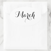 Maand Stickers: maart Ovale Sticker (Tas)