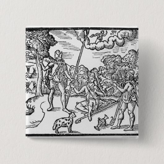 Maand van augustus uit 'The Shepheardes' Vierkante Button 5,1 Cm (Voorkant)