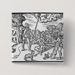 Maand van augustus uit 'The Shepheardes' Vierkante Button 5,1 Cm