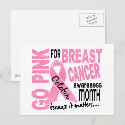 Maand van borstkanker briefkaart (Voorkant / Achterkant)
