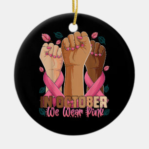 Maand van borstkanker in oktober Draag we P Keramisch Ornament