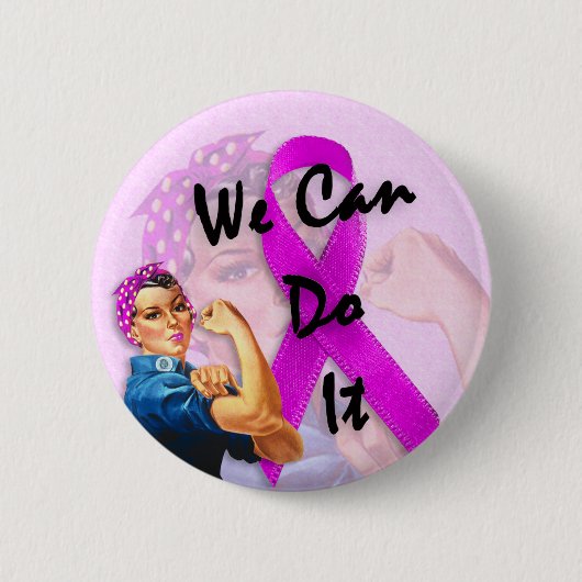 Maand van borstkanker, Rosie de Riveter Ronde Button 5,7 Cm (Voorkant)