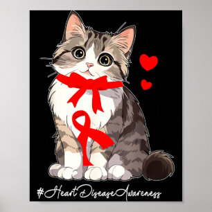 Maand van de hartziekte bewustzijn Fighter Kat vas Poster