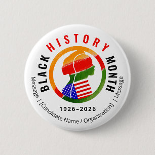 Maand van de zwarte geschiedenis Eeuwformele patri Ronde Button 5,7 Cm