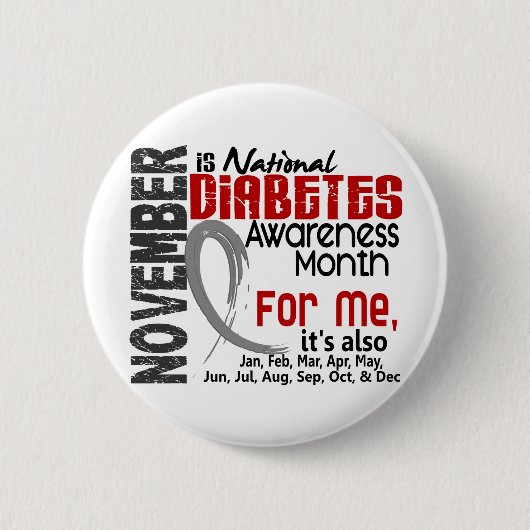 maand van diabetes voor me elke maand ronde button 5,7 cm (Voorkant)
