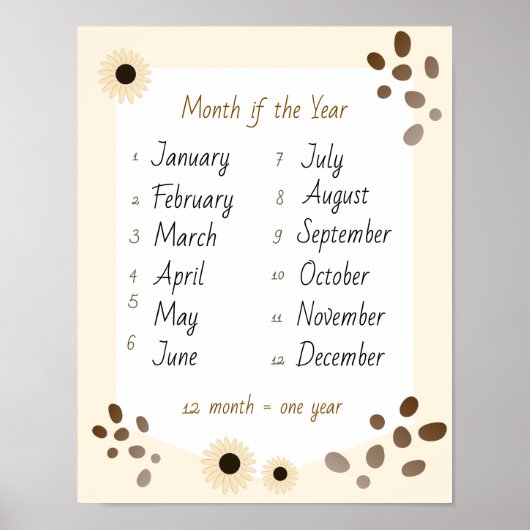Maand van het jaar leren pastel beige poster (Voorkant)