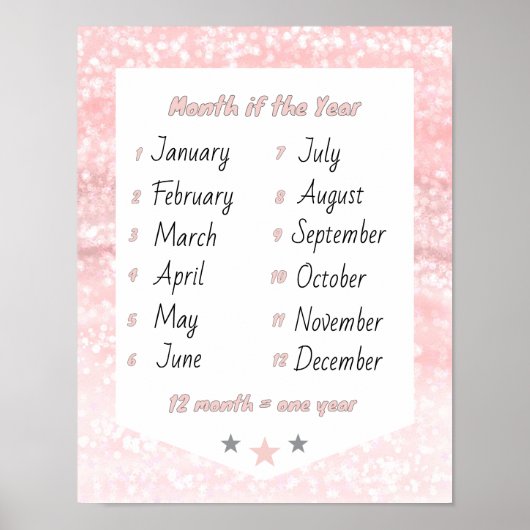 Maand van het jaar leren roze poster (Voorkant)