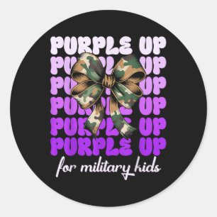 Maand van het Militaire Kind Meisje Paarse voor Mi Ronde Sticker